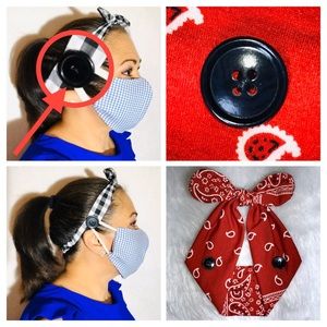 ❤️Red Headband with Buttons for Face Masks!❤️